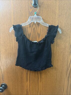 Black Smocked Ruffle Crop Top - Classic Women's Summer Staple